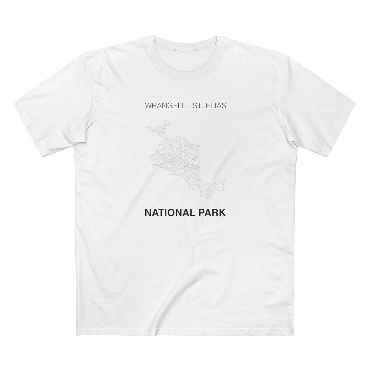 Wrangell St. Elias National Park T-Shirt - Topographical Lines in White
