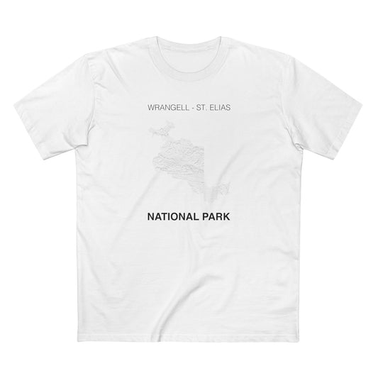 Wrangell St. Elias National Park T-Shirt - Topographical Lines in White