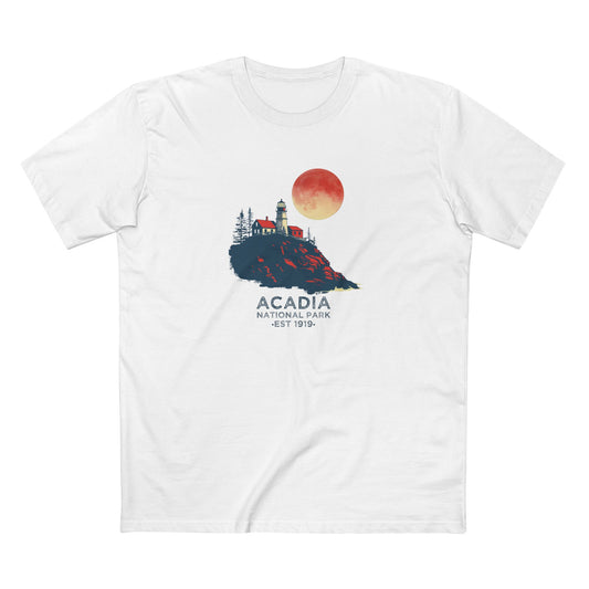 Acadia National Park T-Shirt - Lighthouse in White