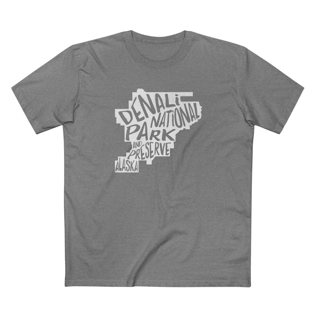Denali National Park T-Shirt - Map in Athletic Heather