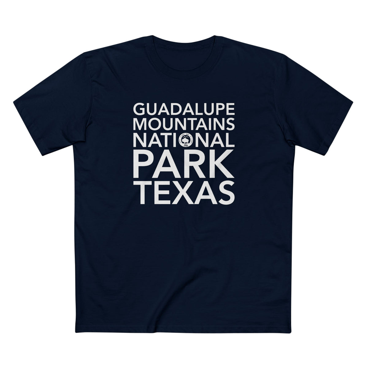Guadalupe Mountains National Park T-Shirt Block Text in Navy