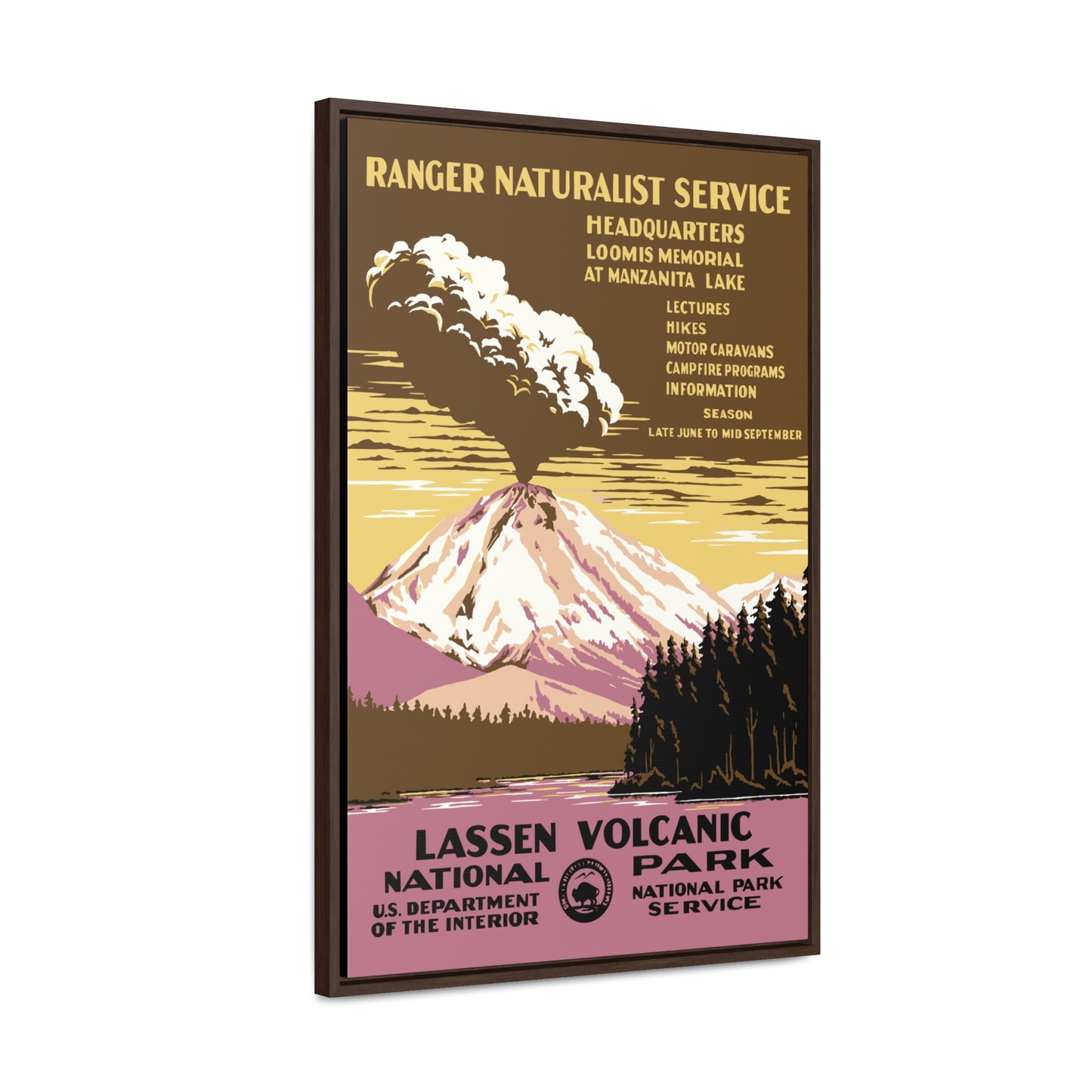Lassen Volcanic National Park Framed Canvas - WPA Poster