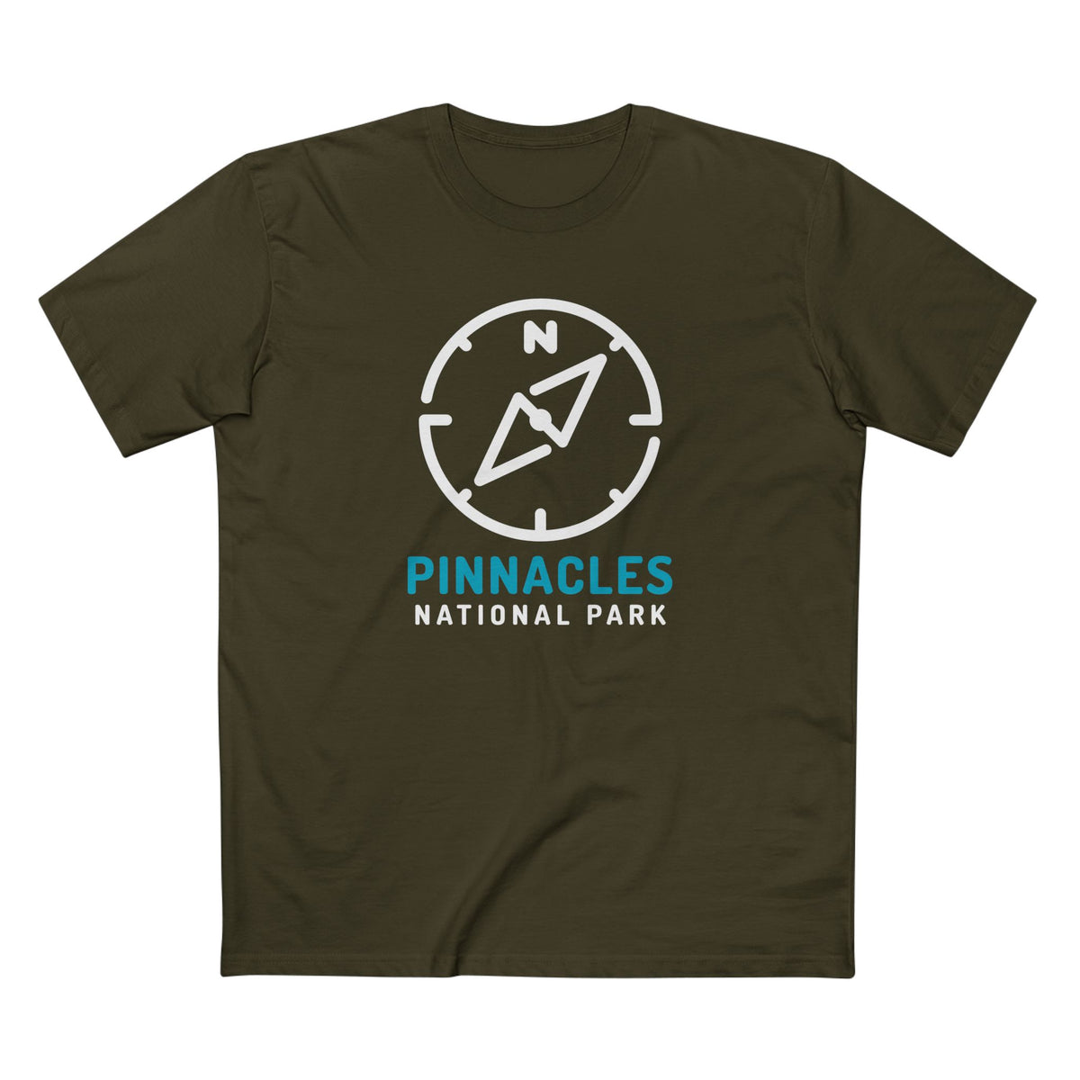 Pinnacles National Park T-Shirt Compass Design in Army