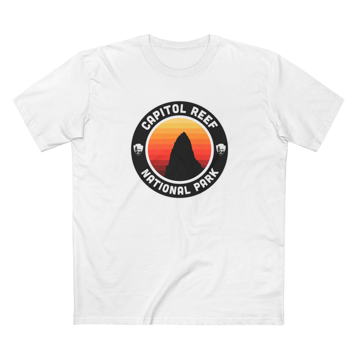 Capitol Reef National Park T-Shirt - Round Badge Design in White
