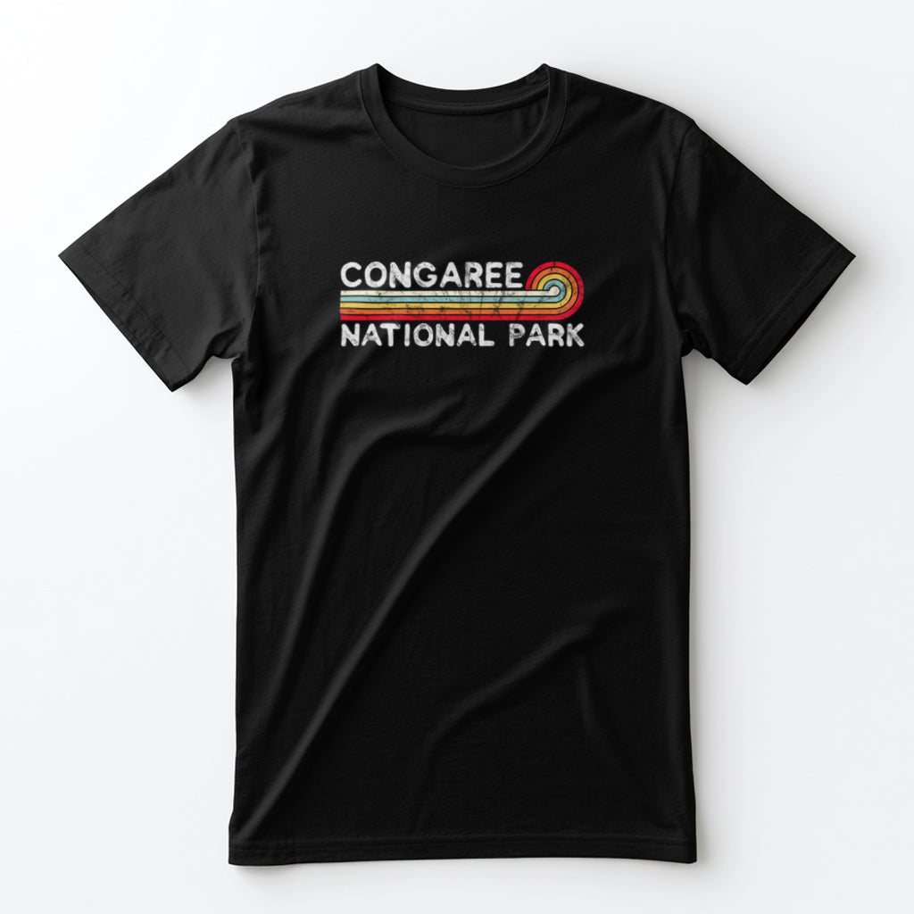 Congaree National Park T-Shirt - Vintage Stretched Sunrise in Black