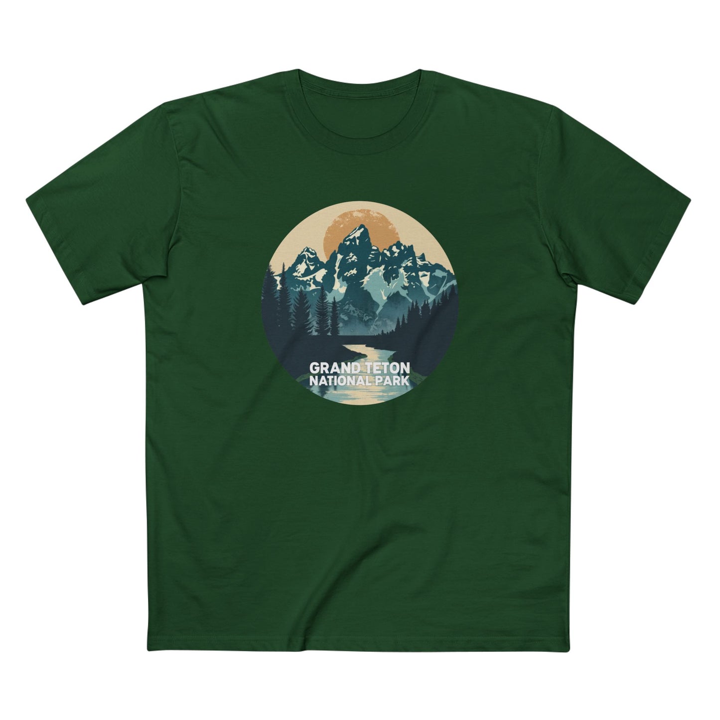 Grand Teton National Park T-Shirt - Mile High Canyon in Forest Green