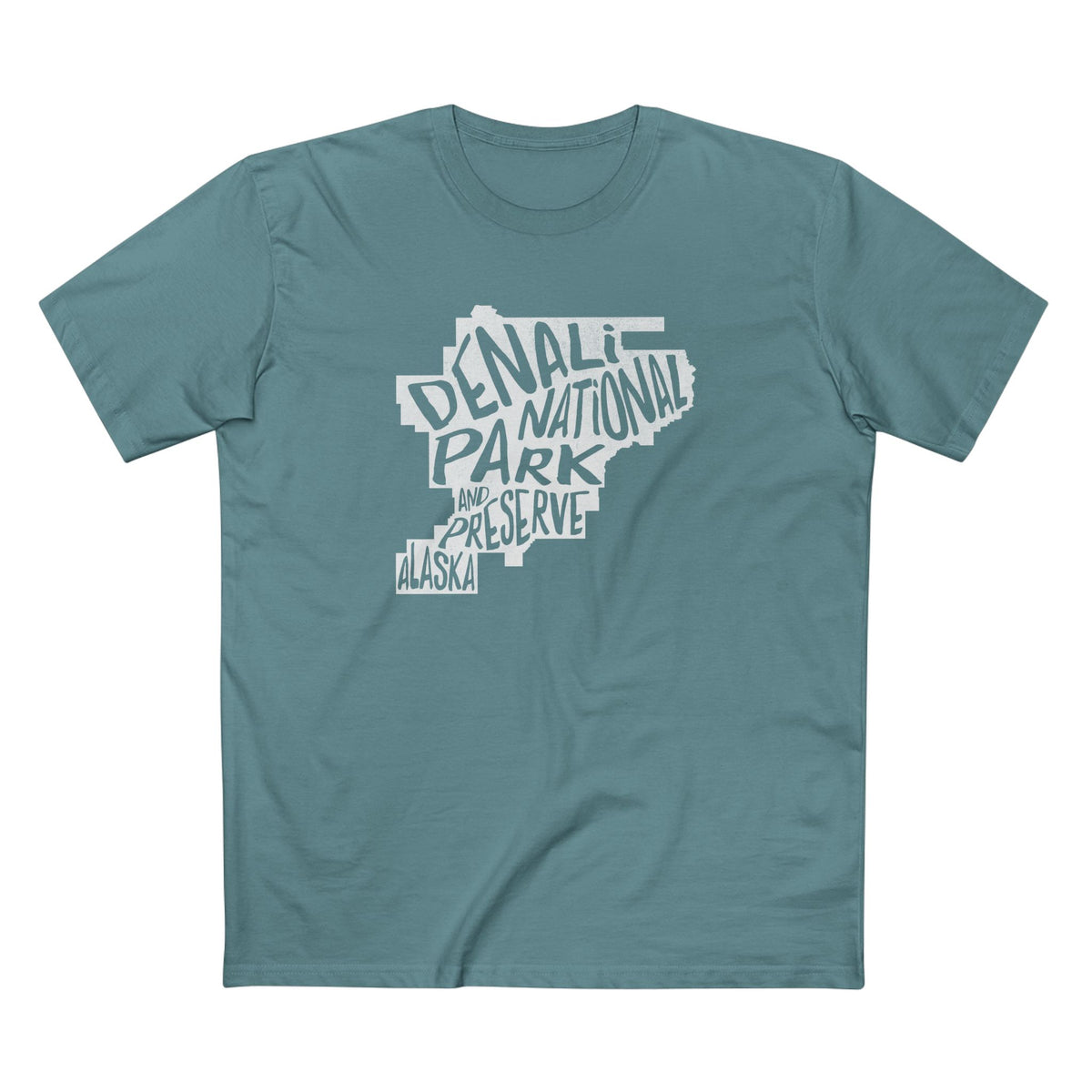 Denali National Park T-Shirt - Map in Slate Blue