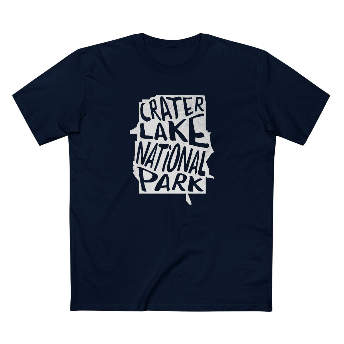 Crater Lake National Park T-Shirt - Map in Navy