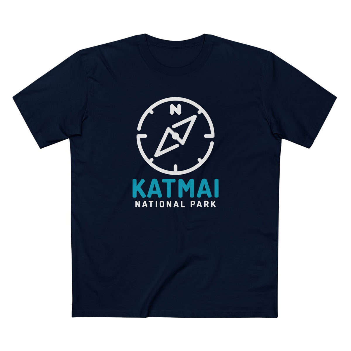 Katmai National Park T-Shirt Compass Design in Navy