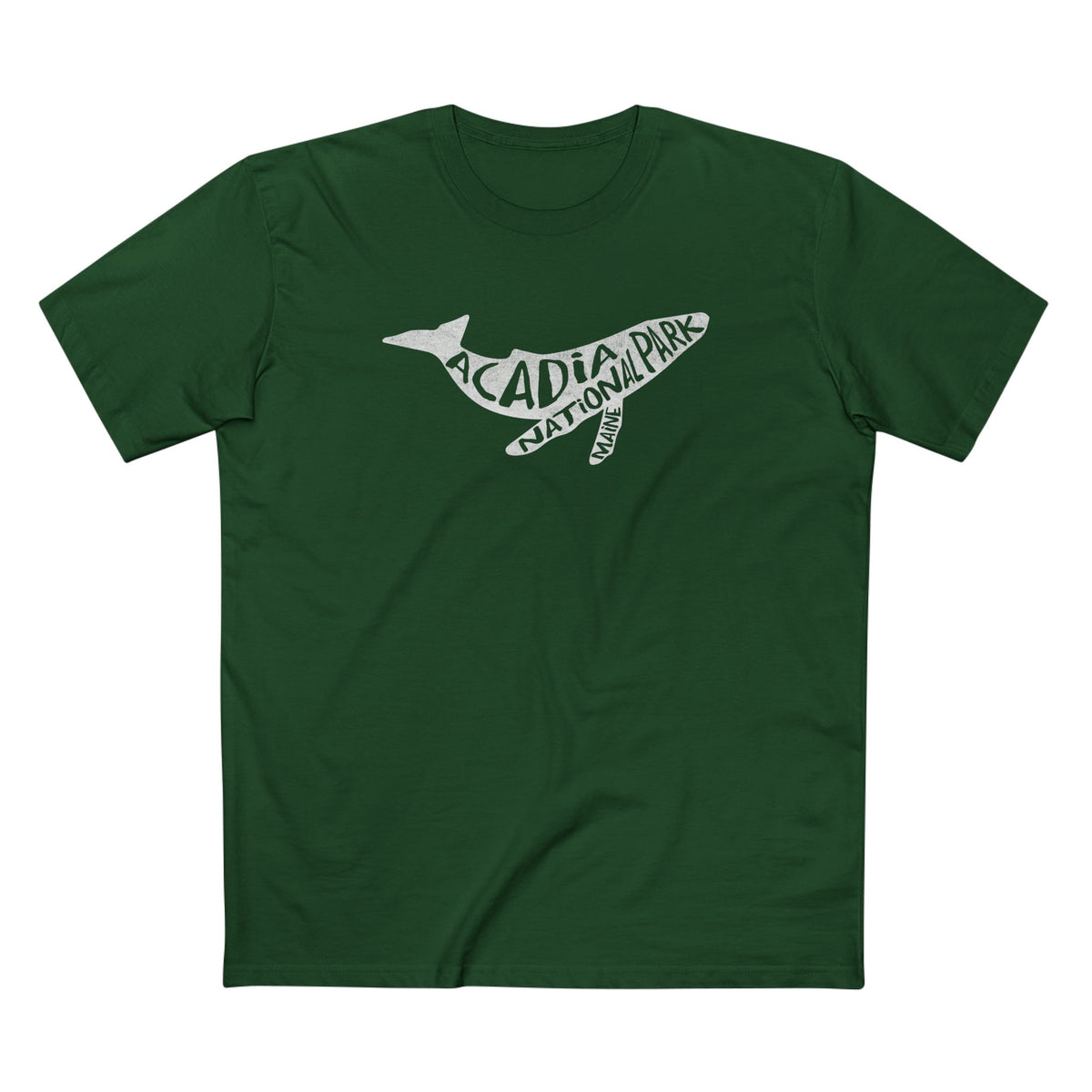 Acadia National Park T-Shirt - Humpback Whale in Forest Green