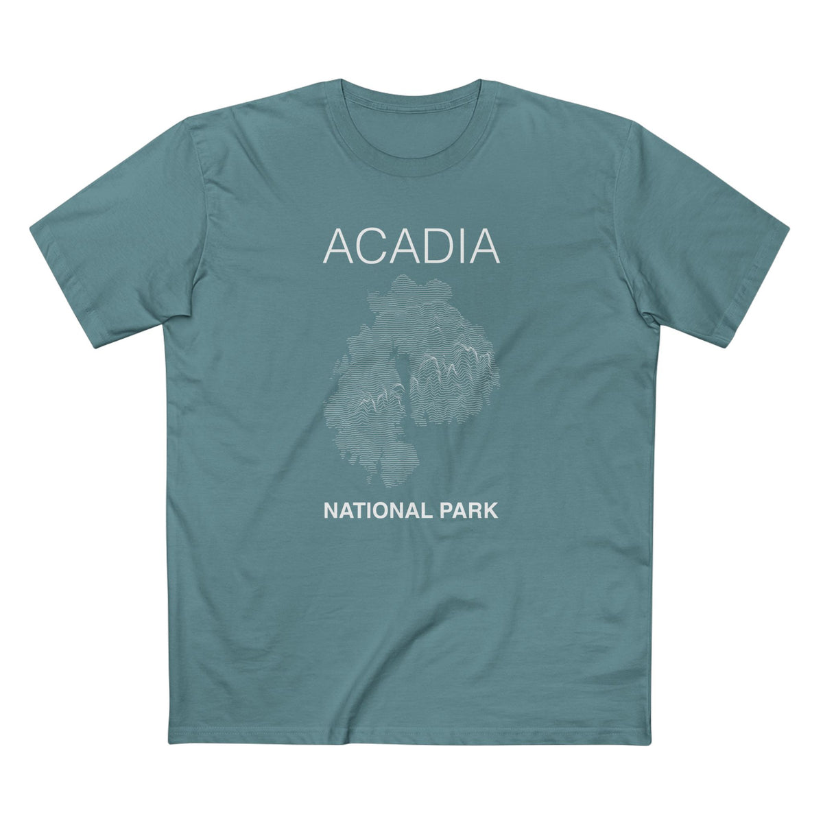 Mount Desert Island and Acadia National Park T-Shirt Lines in Slate Blue