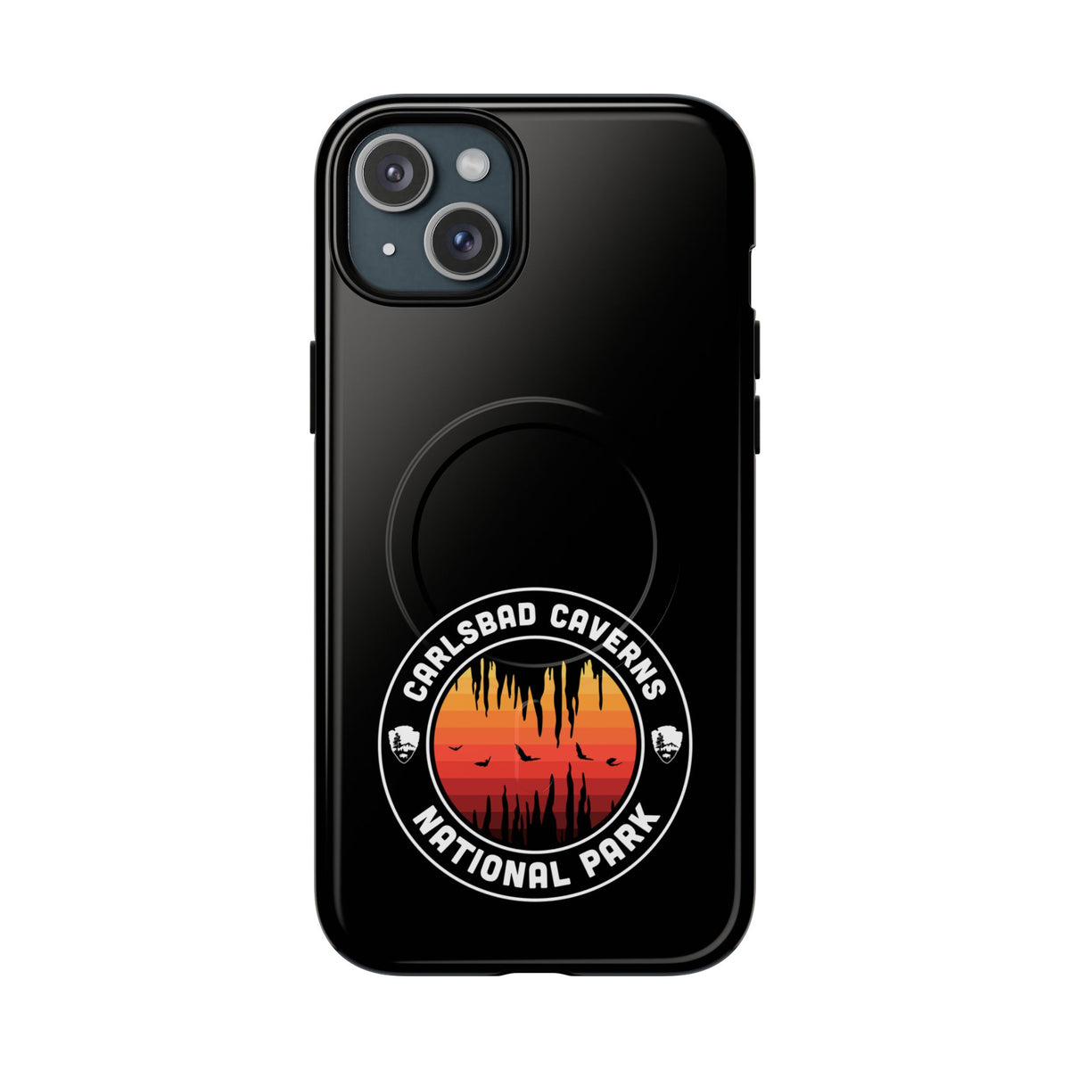 Carlsbad Caverns National Park iPhone Case with MagSafe - Orange Round Emblem Design