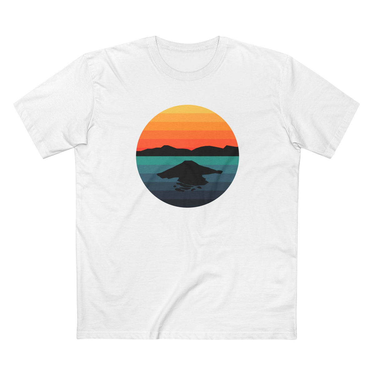 Crater Lake National Park T-Shirt - Circular Graphic Design in White