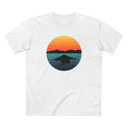 Crater Lake National Park T-Shirt - Circular Graphic Design in White