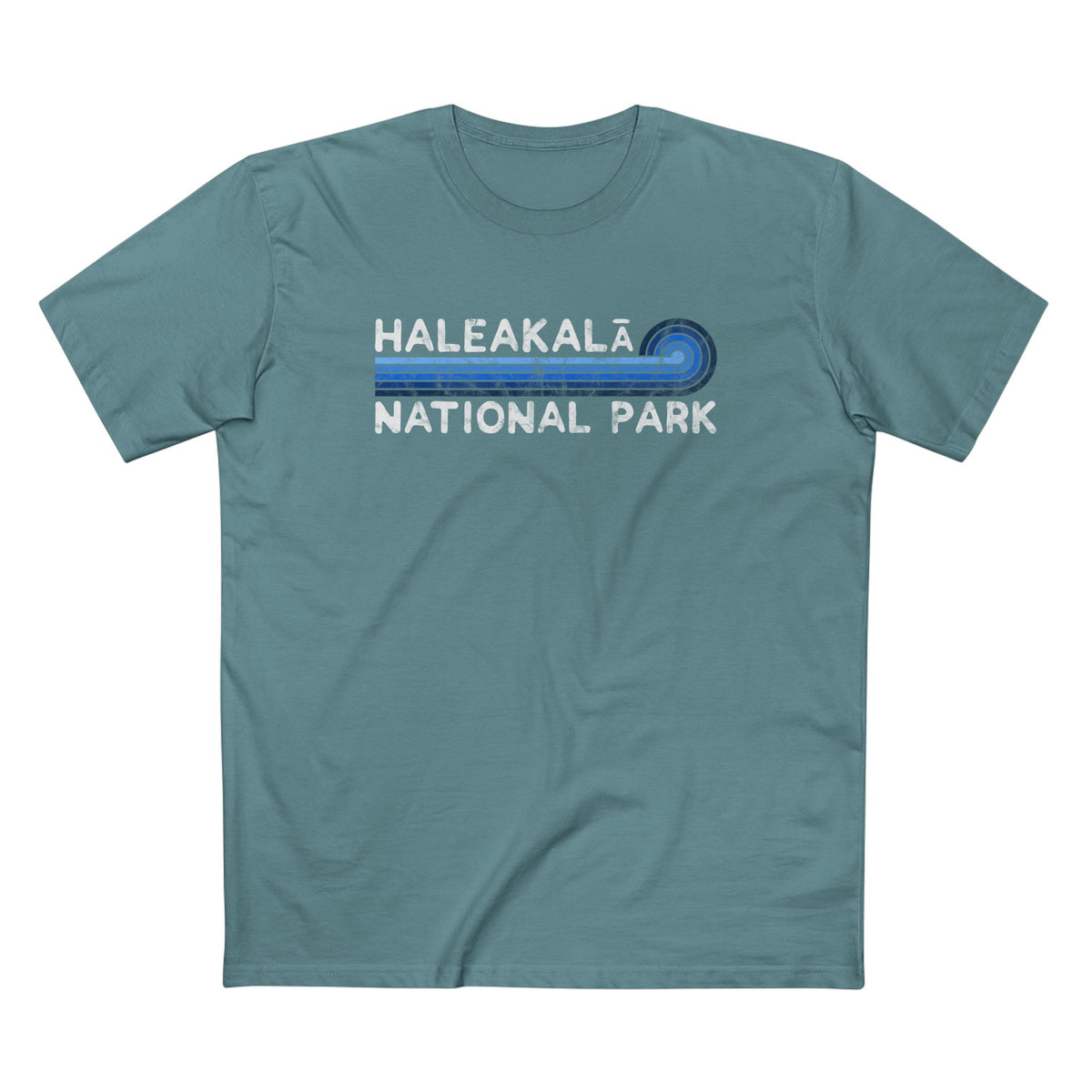 Haleakala National Park T-Shirt - Blue Vintage Stretched Sunrise in Slate Blue