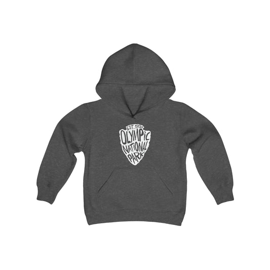 Olympic National Park Kids Hoodie - Arrowhead Chunky Text
