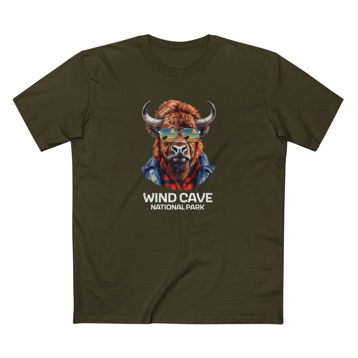 Wind Cave National Park T-Shirt - Bison in Army