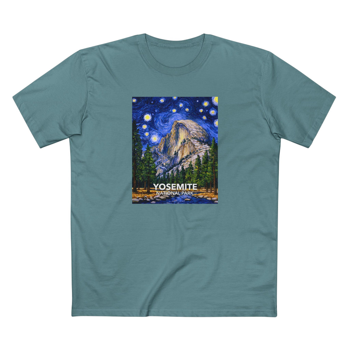 Yosemite National Park T-Shirt - The Starry Night in Slate Blue
