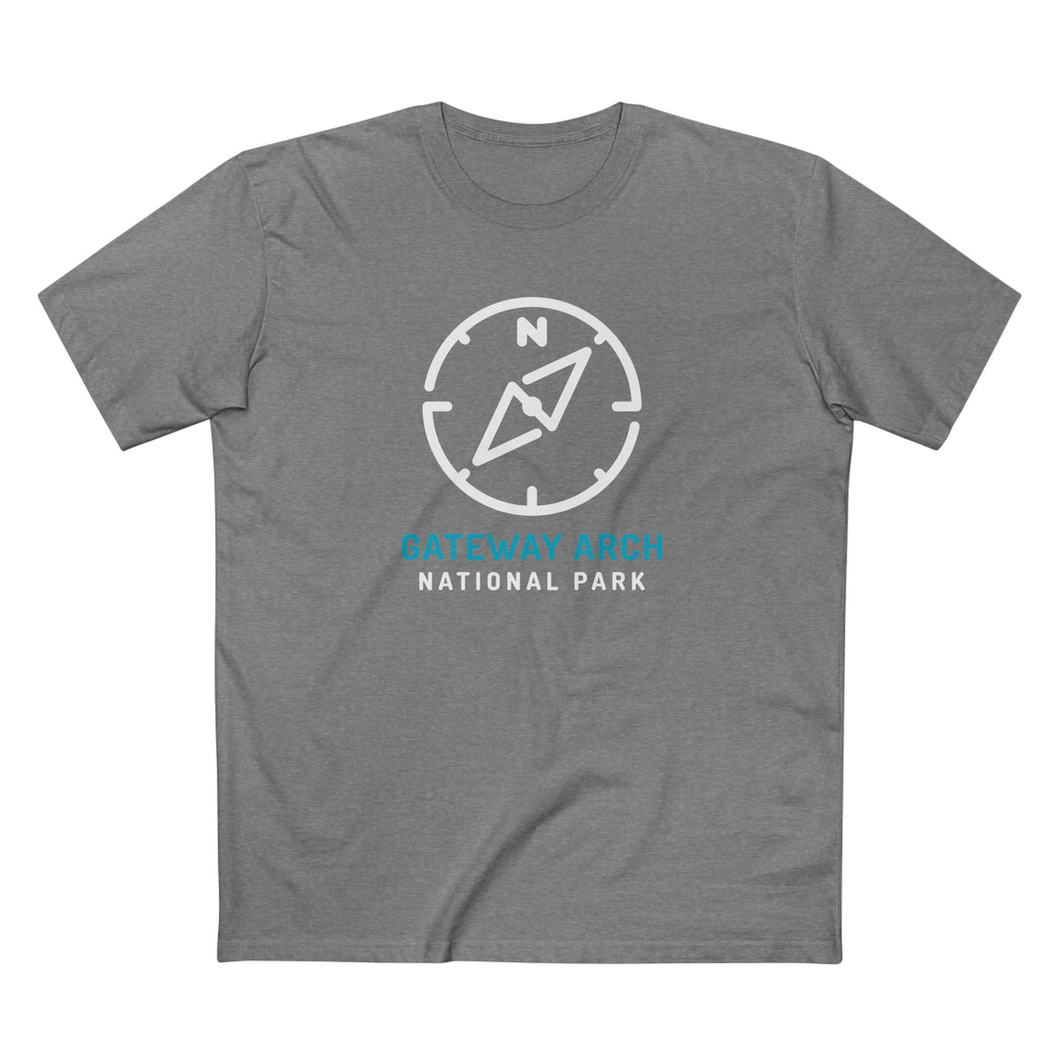 Gateway Arch National Park T-Shirt Compass Design in Athletic Heather