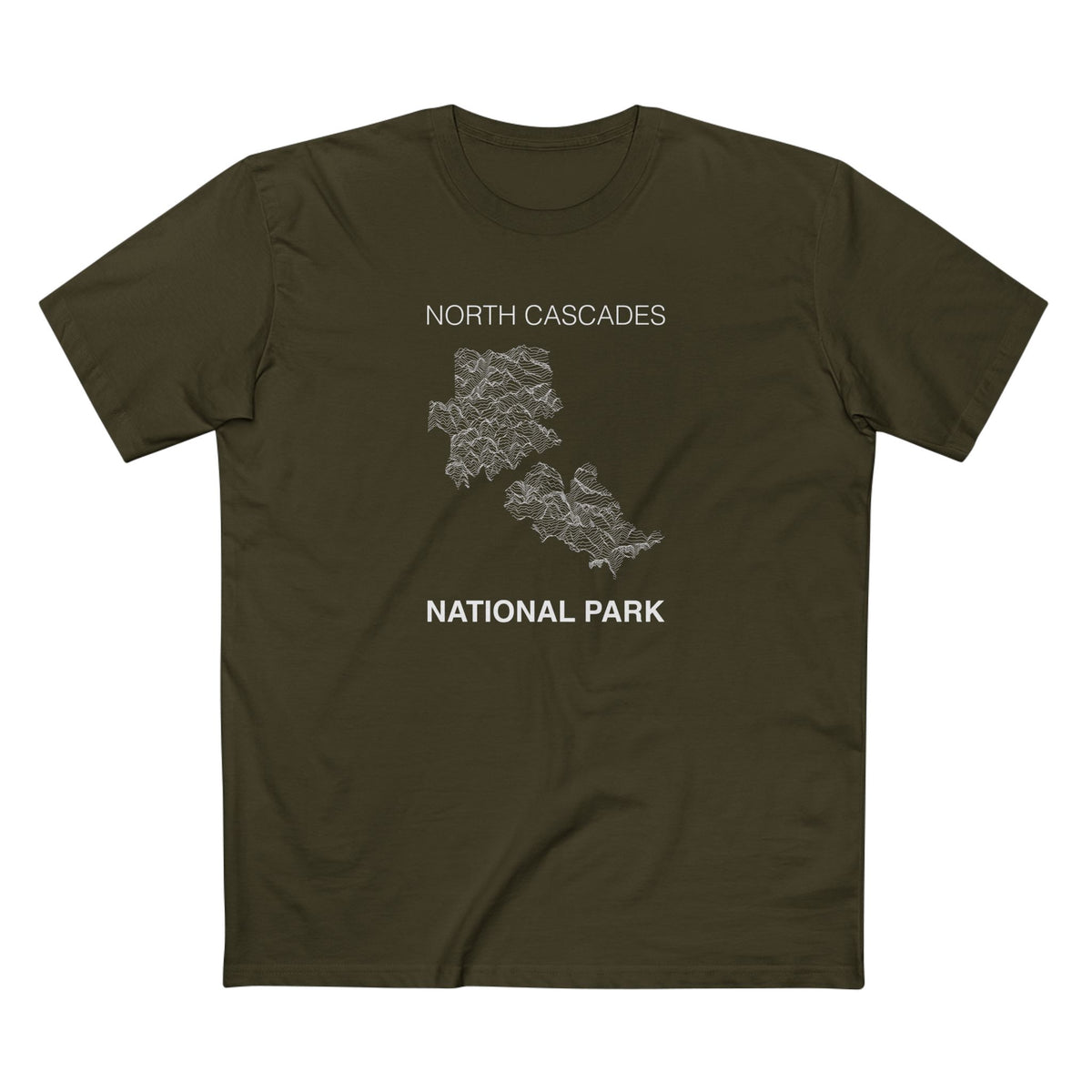 North Cascades National Park T-Shirt Lines in Army