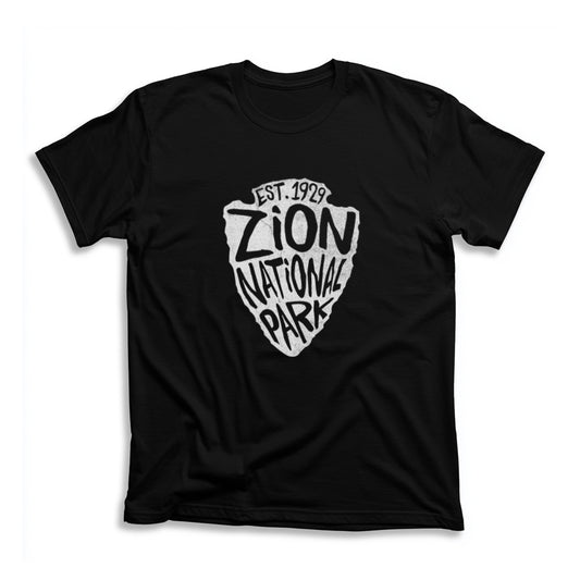 Zion National Park T-Shirt - Arrow Head Design in Black