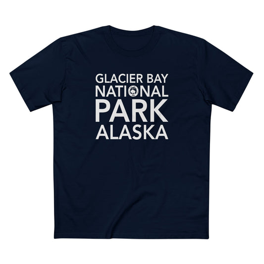 Glacier Bay National Park T-Shirt Block Text in Navy