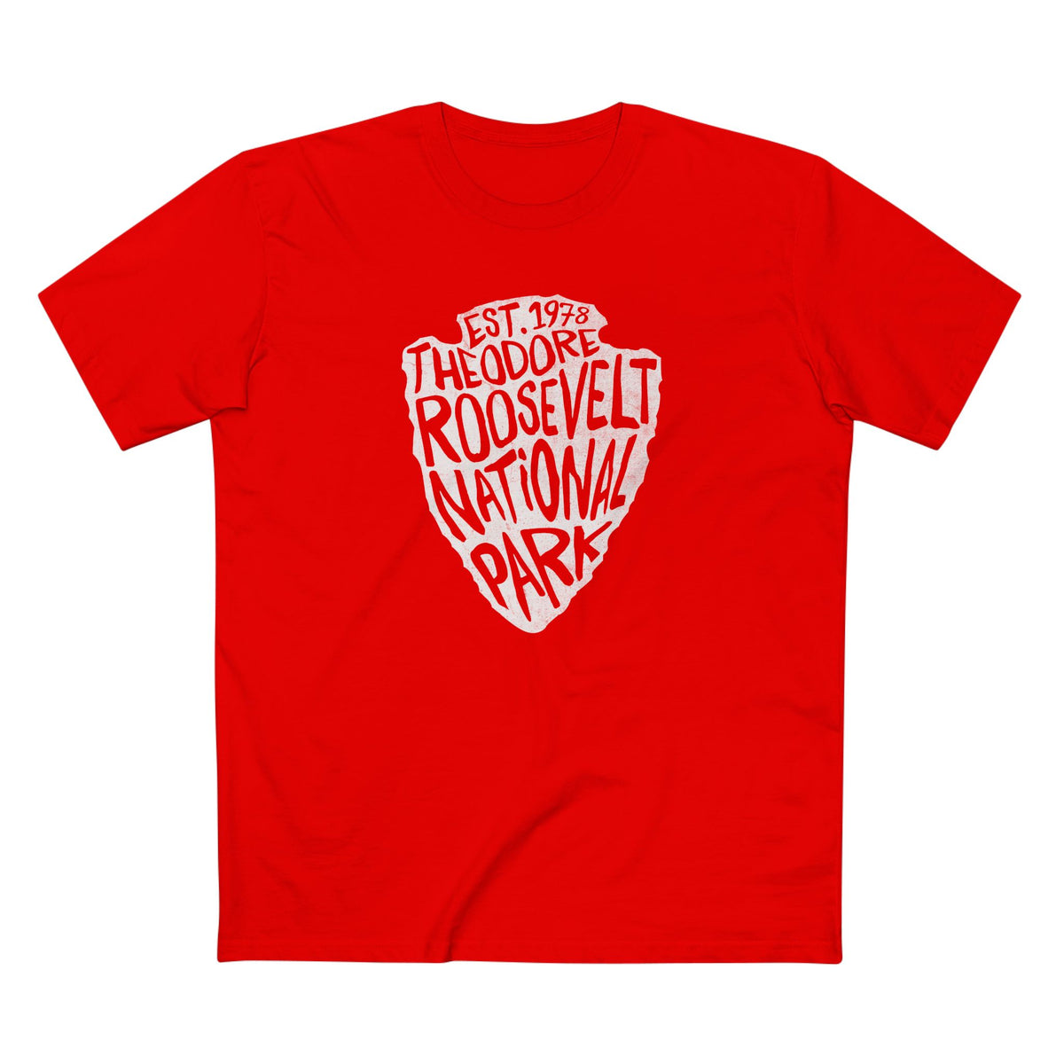 Theodore Roosevelt National Park T-Shirt - Arrow Head Design in Red