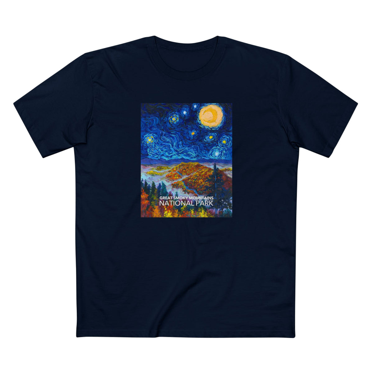 Great Smoky Mountains National Park T-Shirt - The Starry Night in Navy