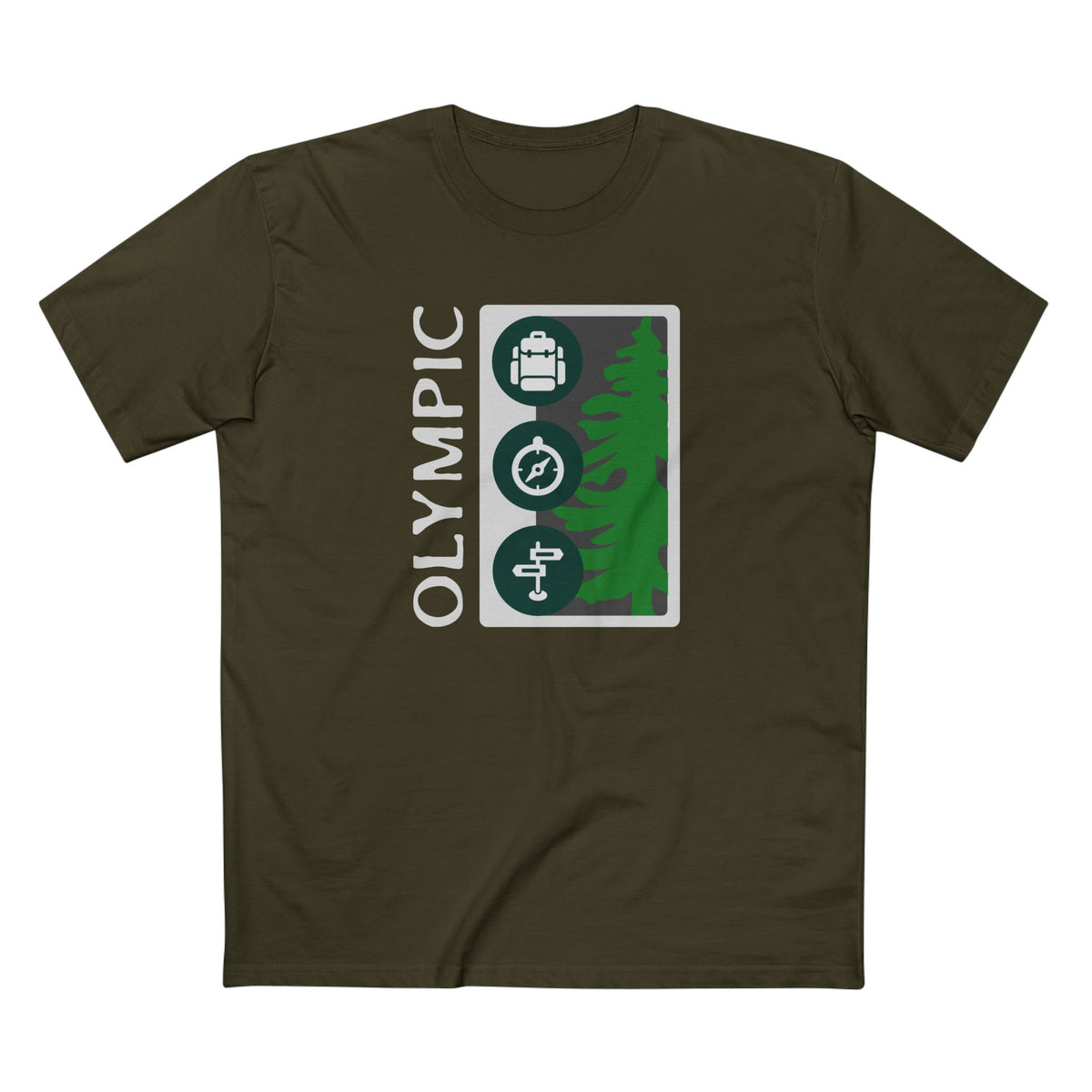 Olympic National Park T-Shirt Tree Graphic in Army