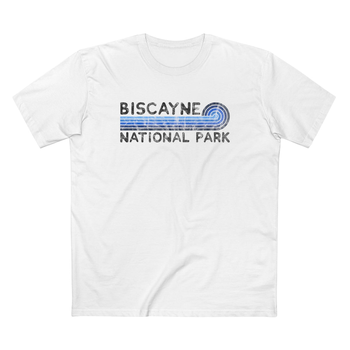 Biscayne National Park T-Shirt - Blue Vintage Stretched Sunrise in White