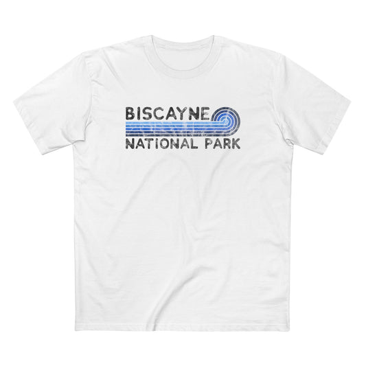 Biscayne National Park T-Shirt - Blue Vintage Stretched Sunrise in White