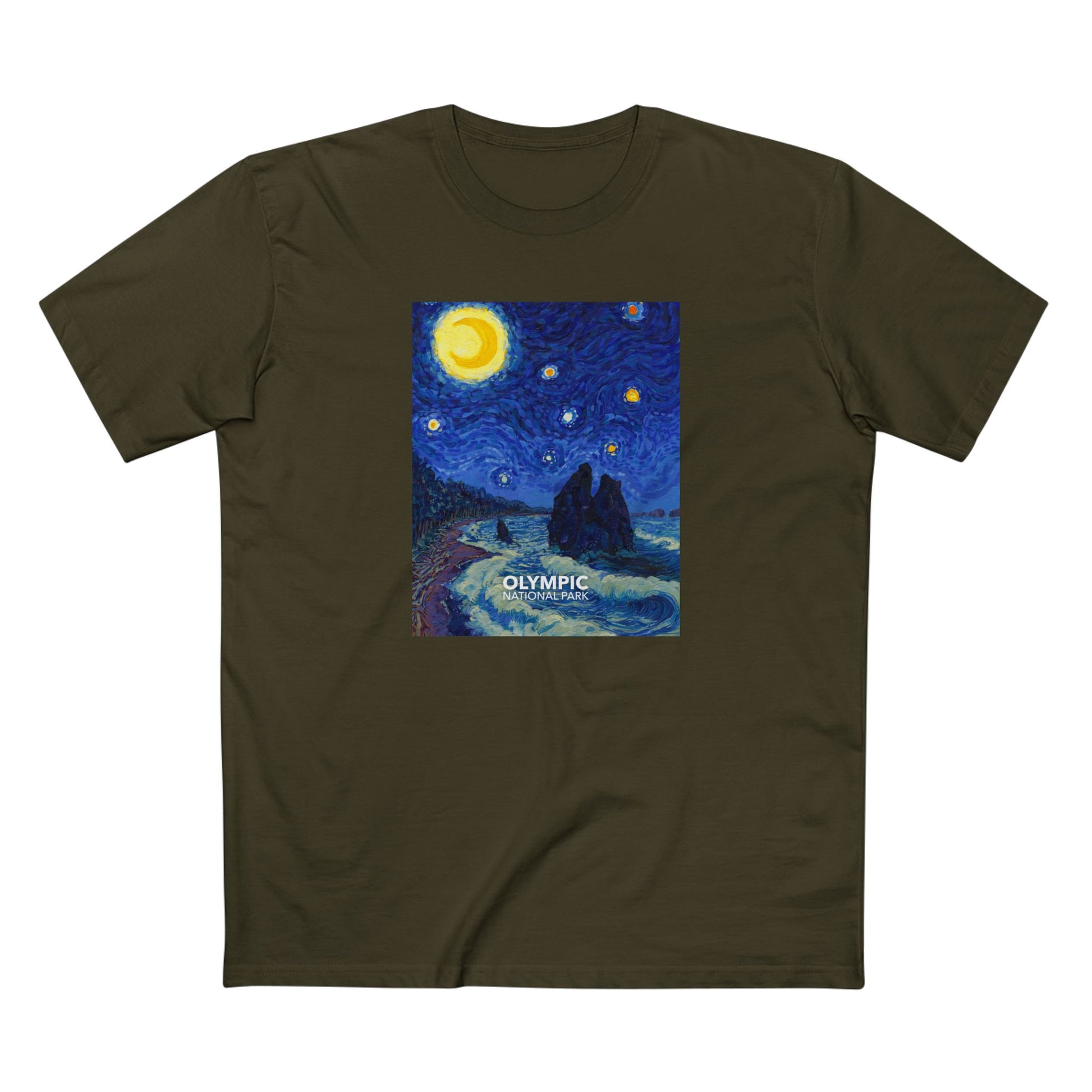 Olympic National Park T-Shirt - The Starry Night in Army