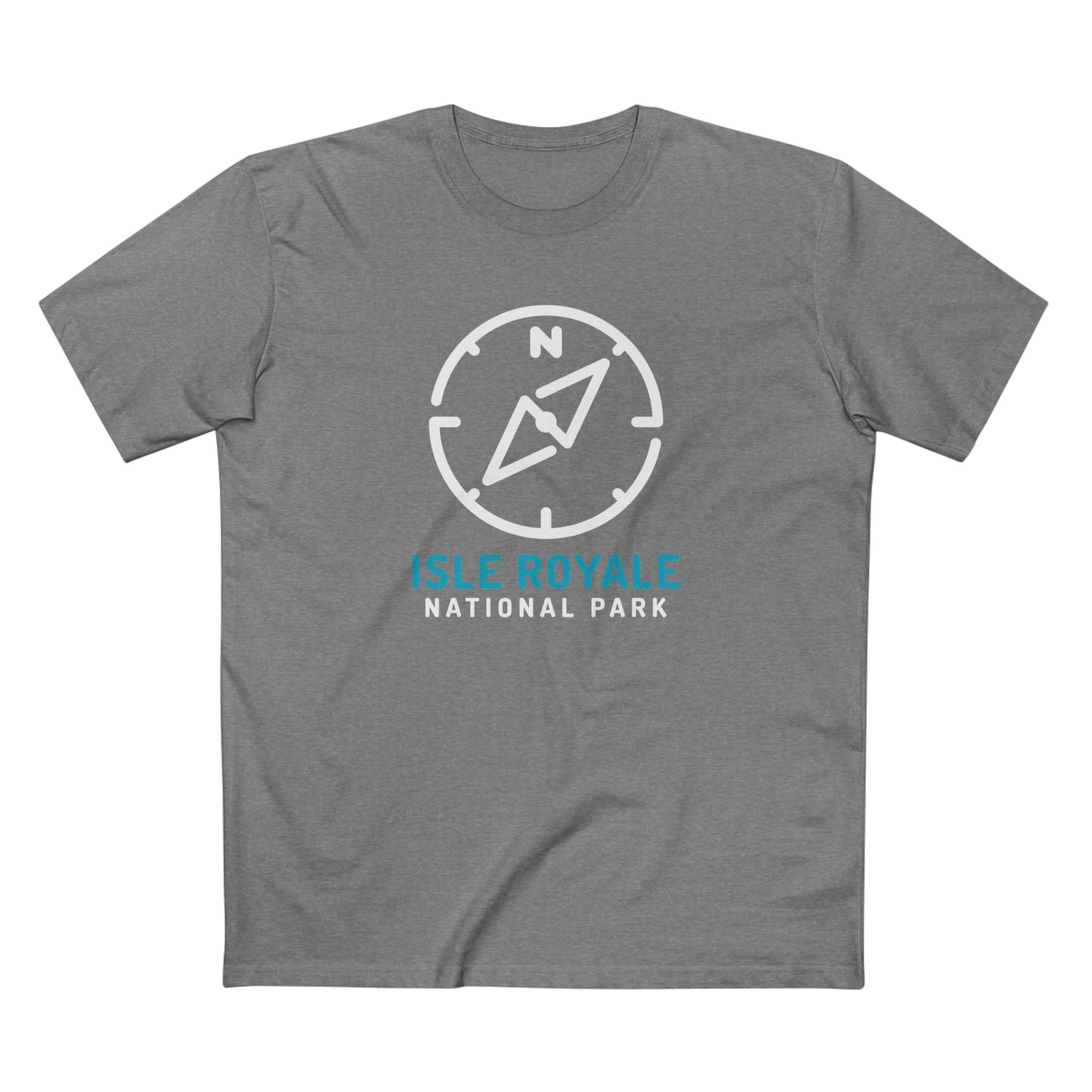 Isle Royale National Park T-Shirt Compass Design in Athletic Heather