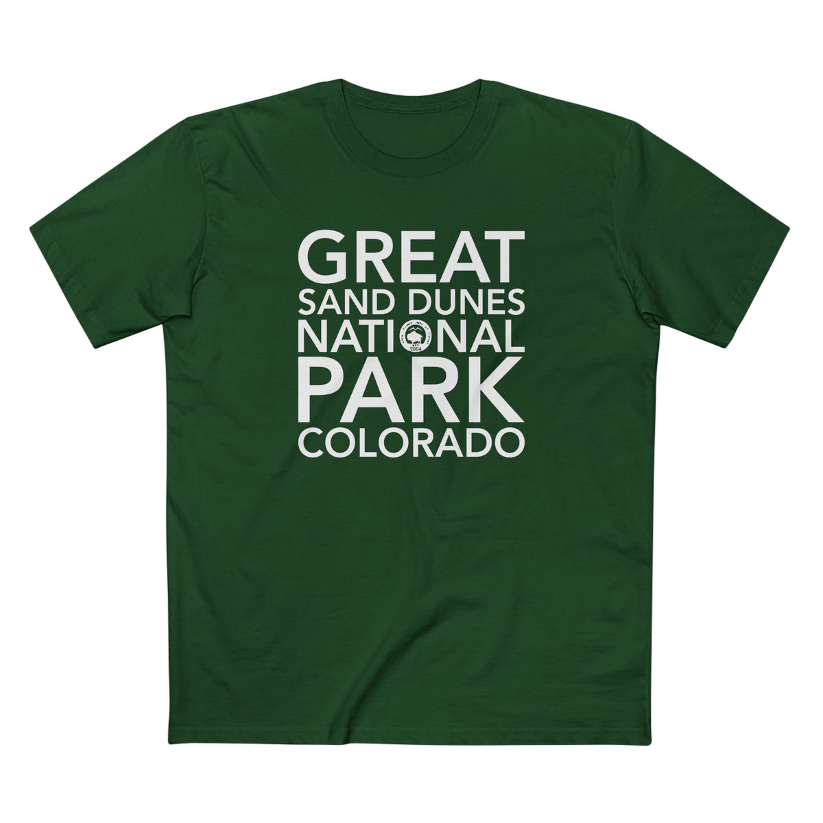 Great Sand Dunes National Park T-Shirt Block Text in Forest Green
