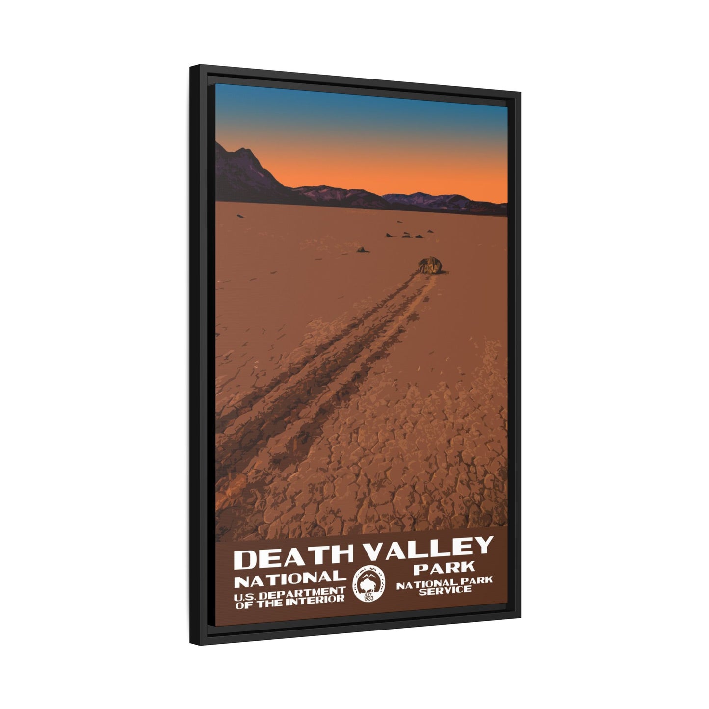 Death Valley National Park Framed Canvas - WPA Poster Racetrack Playa