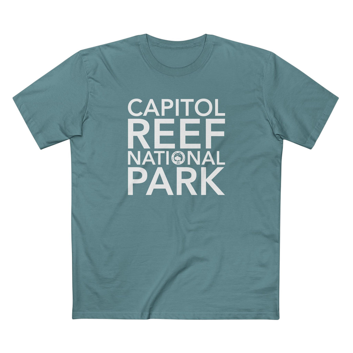 Capitol Reef National Park T-Shirt Block Text in Slate Blue