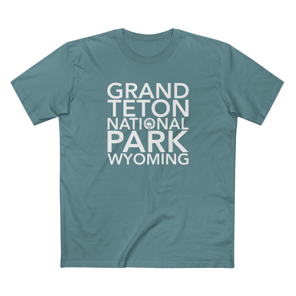 Grand Teton National Park T-Shirt Block Text in Slate Blue