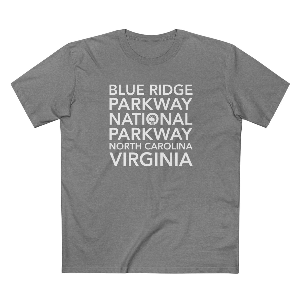 Blue Ridge Parkway T-Shirt Block Text in Athletic Heather