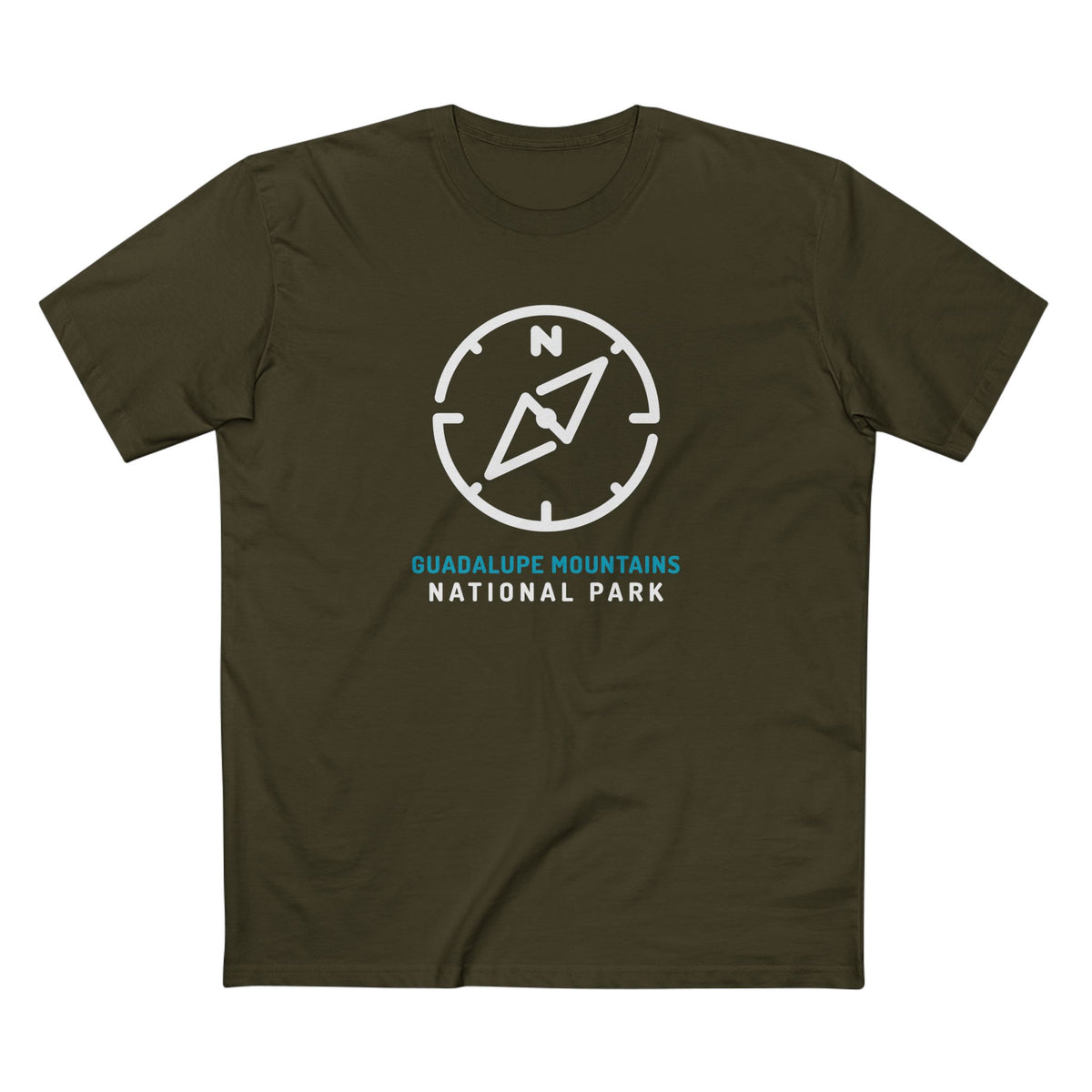 Guadalupe Mountains National Park T-Shirt Compass Design in Army