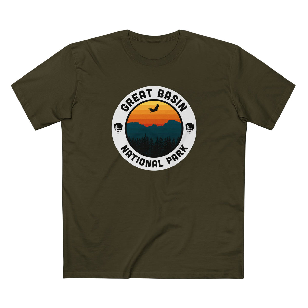 Great Basin National Park T-Shirt - Round Badge Design in Army