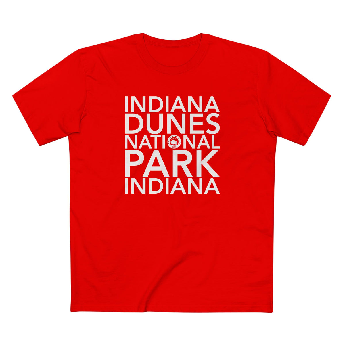 Indiana Dunes National Park T-Shirt Block Text in Red