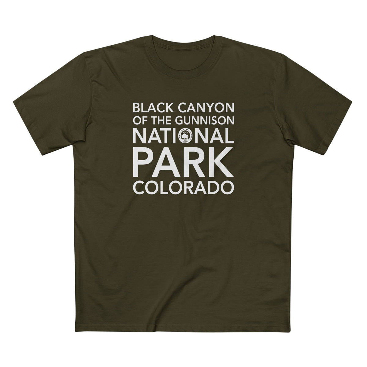 Black Canyon of the Gunnison National Park T-Shirt Block Text in Army