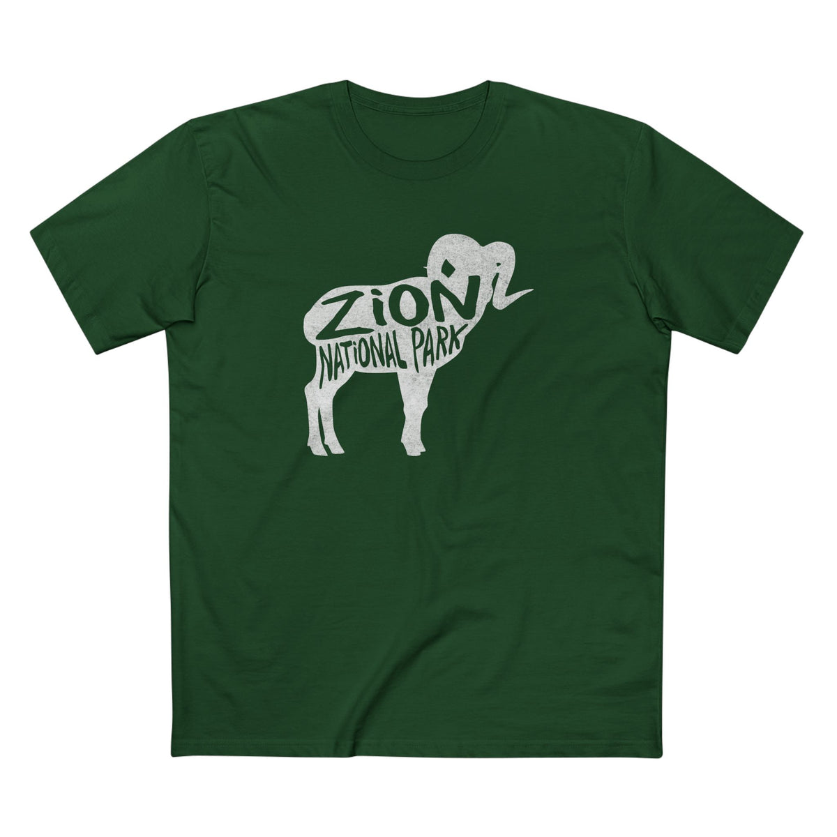 Zion National Park T-Shirt - Bighorn Sheep in Forest Green