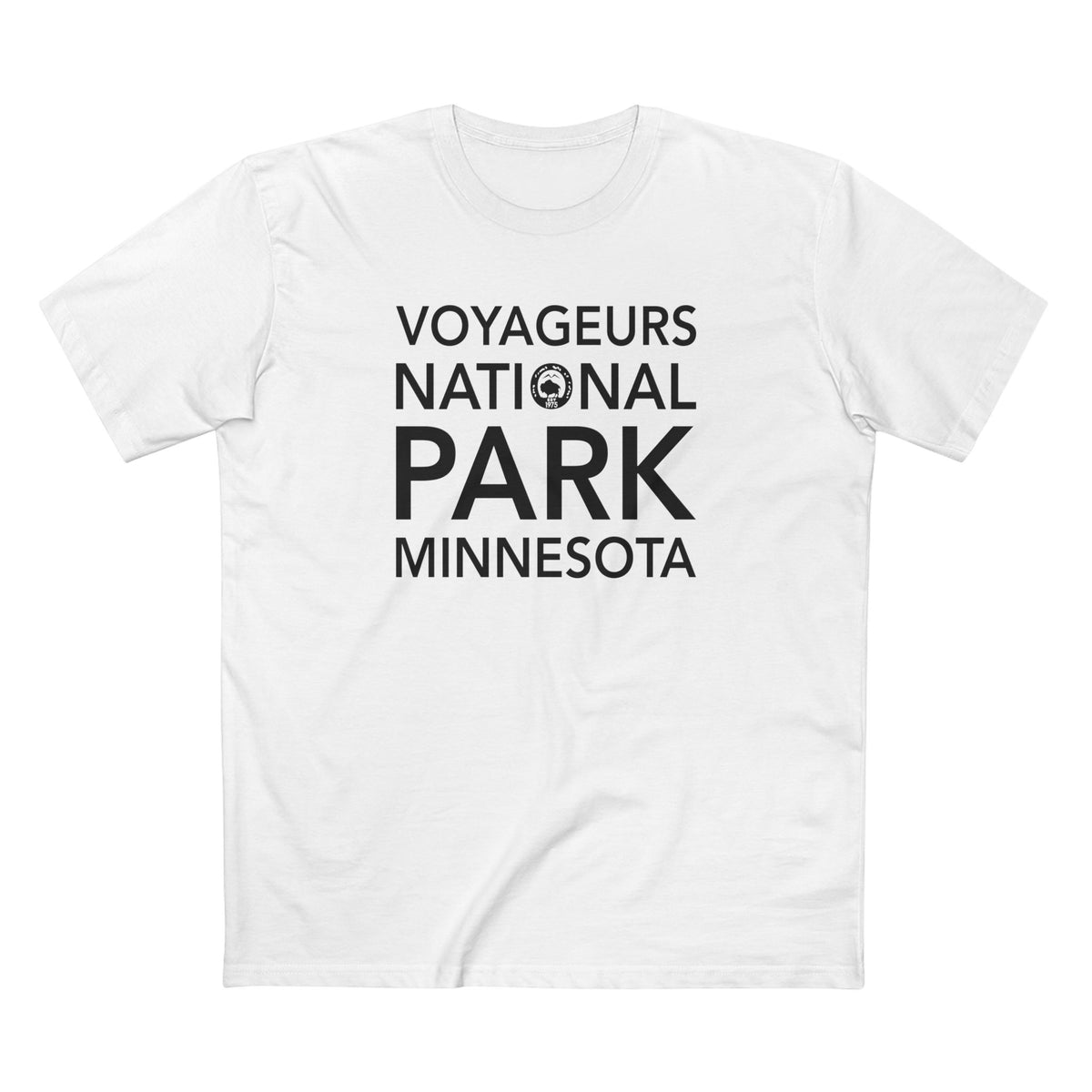 Voyageurs National Park T-Shirt Block Text in White