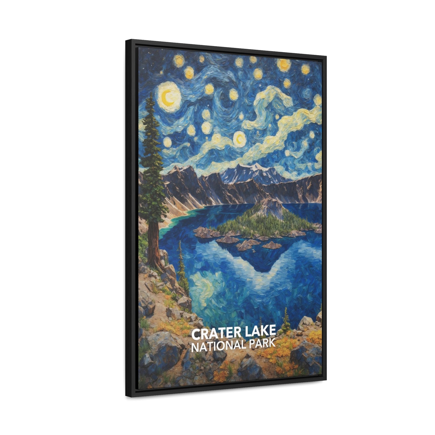 Crater Lake National Park Framed Canvas - The Starry Night