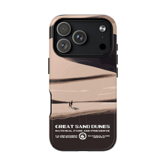 Great Sand Dunes National Park iPhone case with MagSafe featuring WPA-inspired artwork.