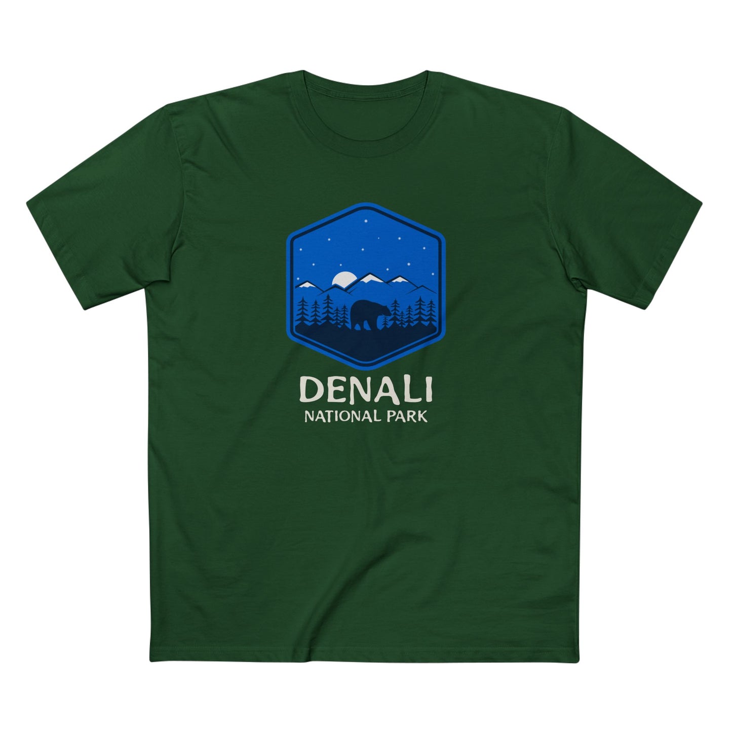 Denali National Park T-Shirt - Bear Graphic in Forest Green
