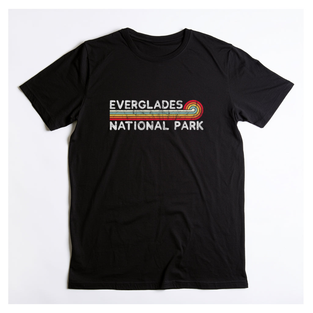 Everglades National Park T-Shirt - Vintage Stretched Sunrise in Black