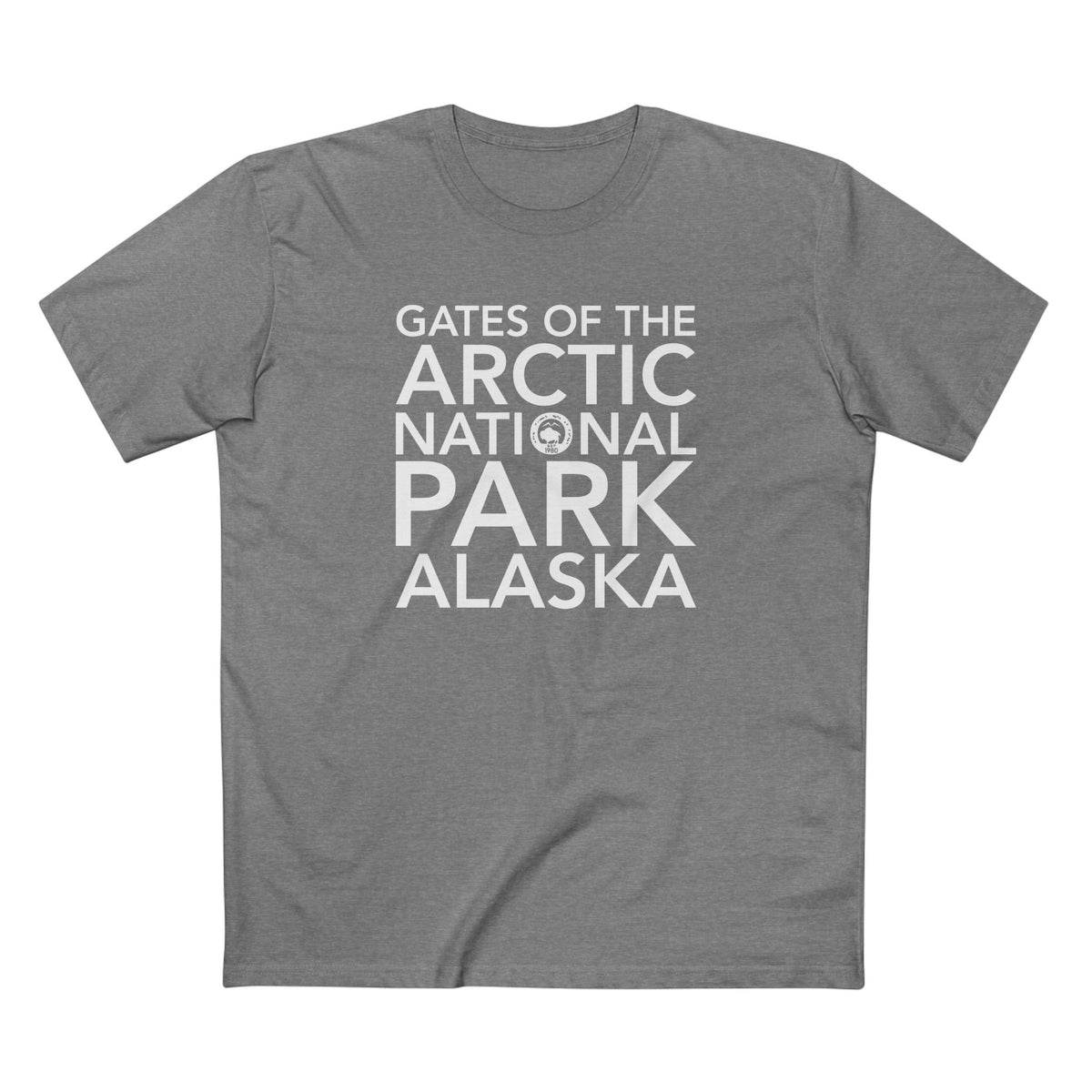 Gates of the Arctic National Park T-Shirt Block Text in Athletic Heather
