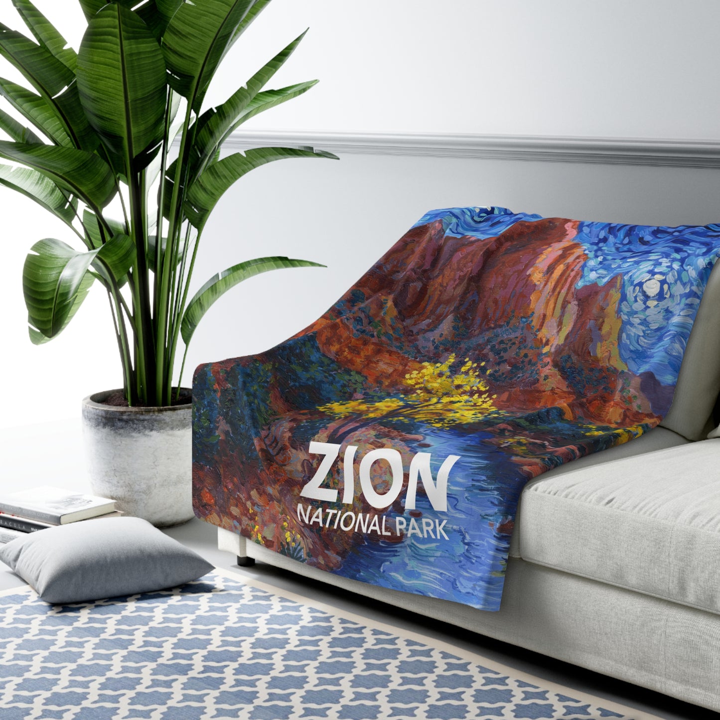 Zion National Park Sherpa Blanket - The Starry Night